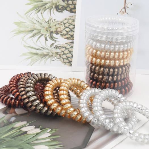 Dây Cột Tóc Lò Xo Ánh Kim 2 Lớp Cao Cấp MÀU NGẪU NHIÊN Thun buộc tóc lò xo,dây điện thoại không gây đau tóc,có thể làm móc khóa