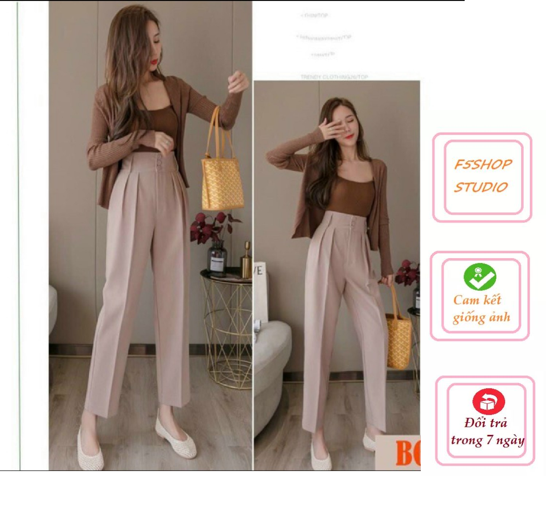 Quân Baggy cạp bản to 3 khuy, quần baggy cạp cao suông sóng quần