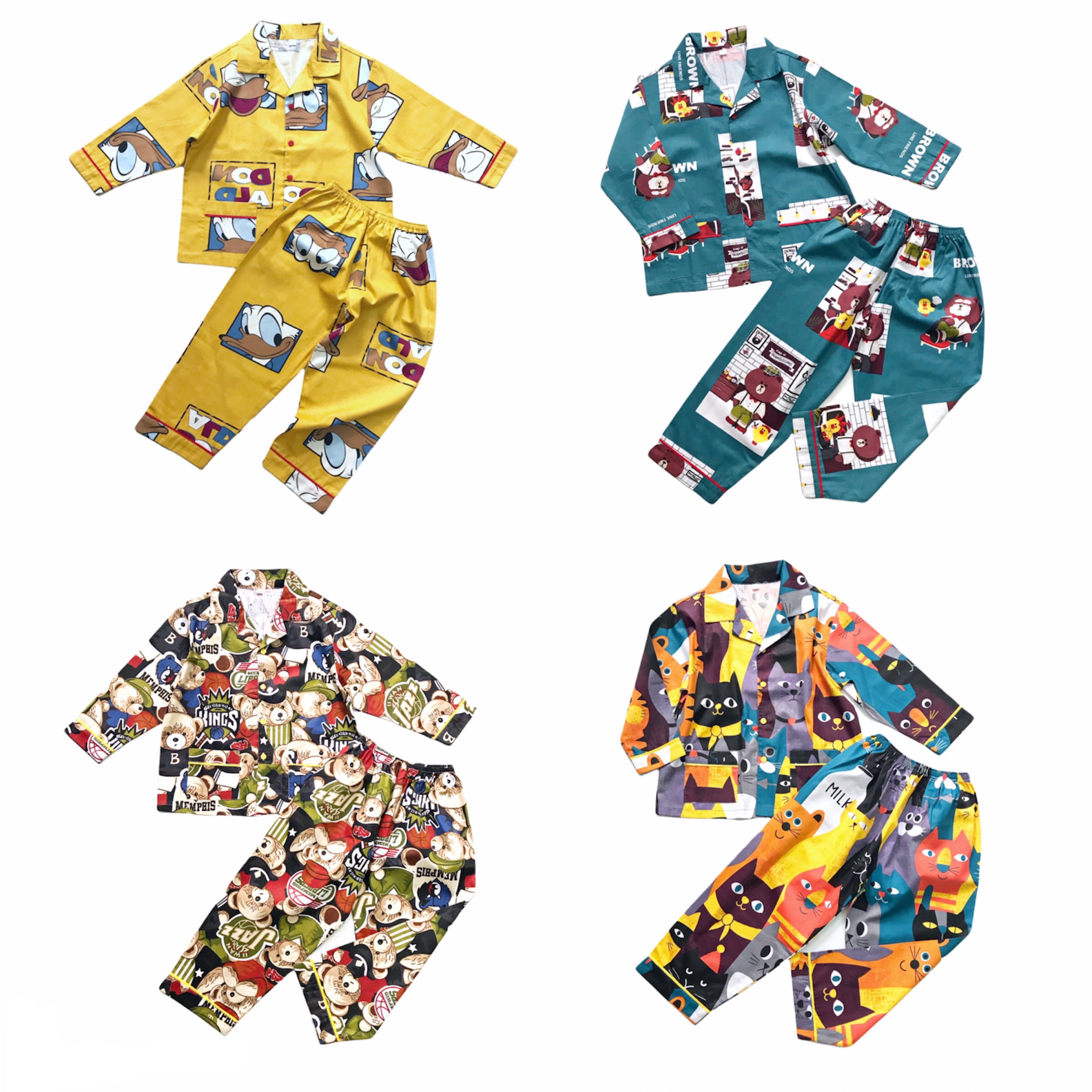 Pijama dài Đồ bộ ngủ cho bé trai bé gái vải cotton Thô mịn đẹp hút mồ hôi size cho bé 1-9 tuổi 10-40kg nhiều mẫu ngộ nghĩnh