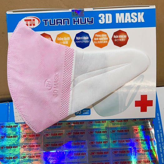 Khẩu trang 3D Mask [Màu Hồng] hộp 50 cái kháng khuẩn, có logo tem niêm phong, đạt tiêu chuẩn ISO và kiểm định Bộ Y Tế, Khẩu trang y tế 3D Mask