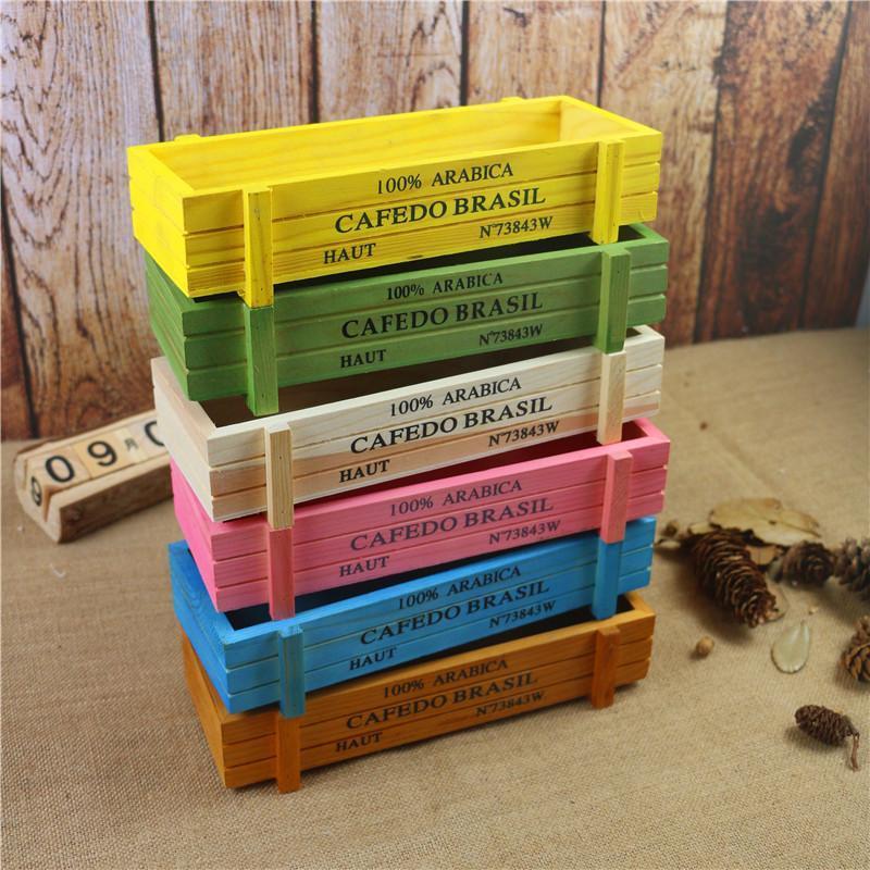 Chậu gỗ dài Arabica trồng cây 22.54.5 cm, chậu trồng cây sen đá