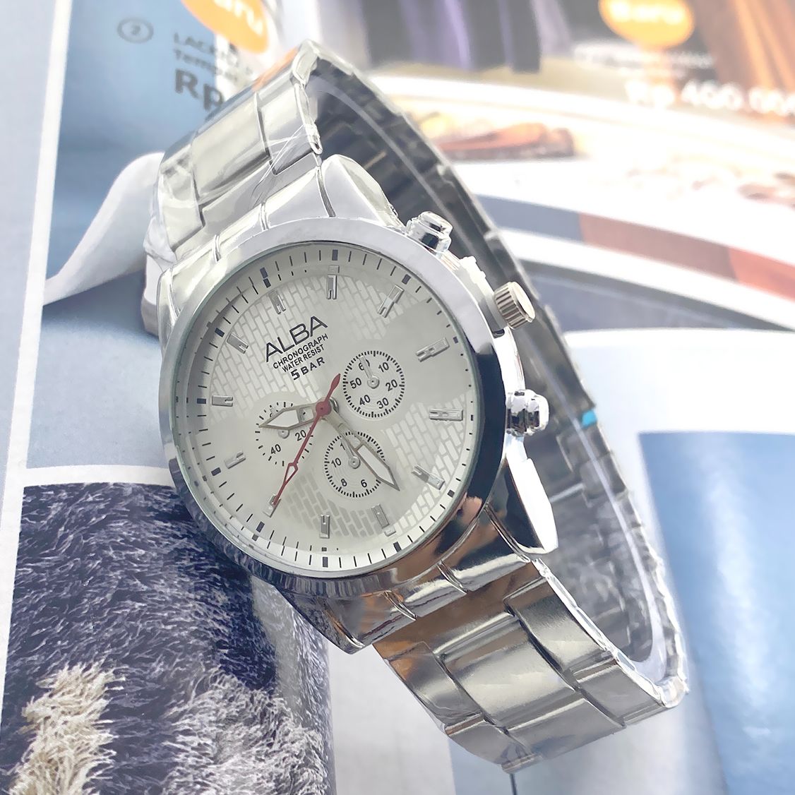 	 Jam Tangan Stainless Steel Alba#03 Wanita Bulat Rantai 	
