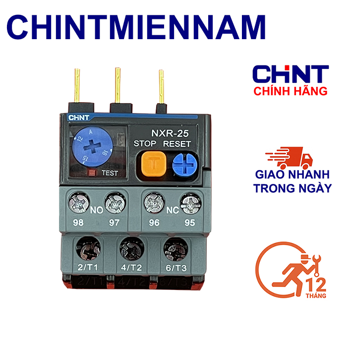 Rơ le nhiệt bảo vệ quá tải chint nxr-25 từ 1-1.6a đến 17-25a