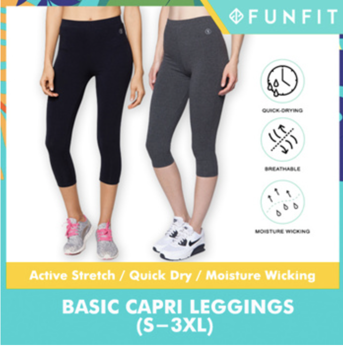 FUNFIT Active Basic Capri Leggings in Light Grey (S - 3XL) 2024, Buy  FUNFIT Online