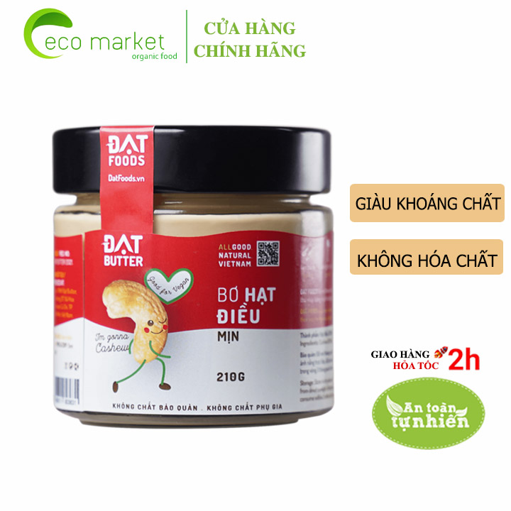 Bơ hạt điều xay mịn tự nhiên Đạt Butter 210g - bao bì mới
