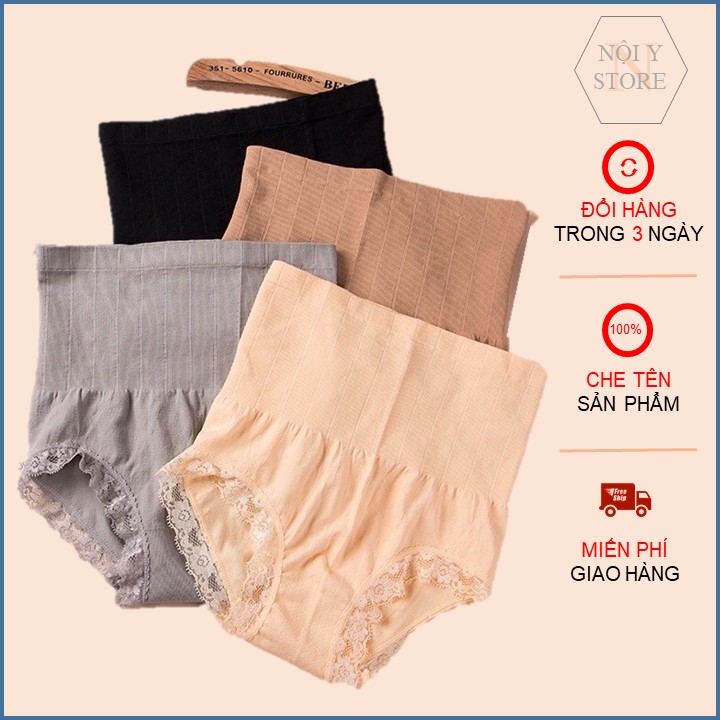 Combo 2 Quần lót nữ Cạp cao Gen bụng Định hình Chân ren hoa Kháng khuẩn Munafie, Quần gen nịt bụng định hình, Quần gen nịt bụng mặc váy