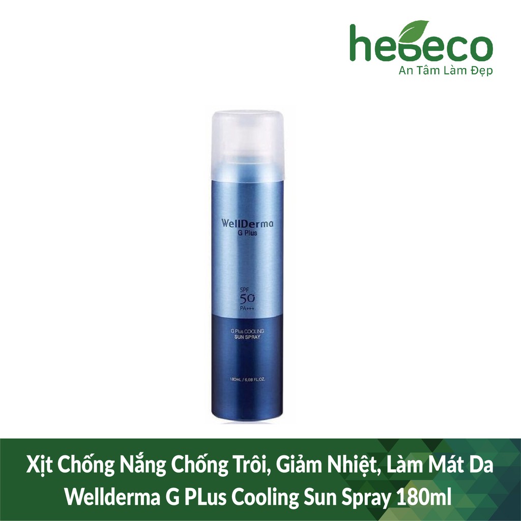 Xịt Chống Nắng Chống Trôi, Giảm Nhiệt, Làm Mát Da Wellderma G PLus Cooling Sun Spray 180ml - Hàn Quốc