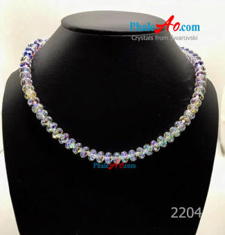 Vòng cổ Swarovski crystal bánh cam 5040 briolette bead 8ly khóa bạc 925