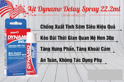 Chai xịt DYNAMO DELAY PLUS USA cao cấp tăng cường sinh lý nam mạnh mẽ (15 ml) - hàng chính hãng