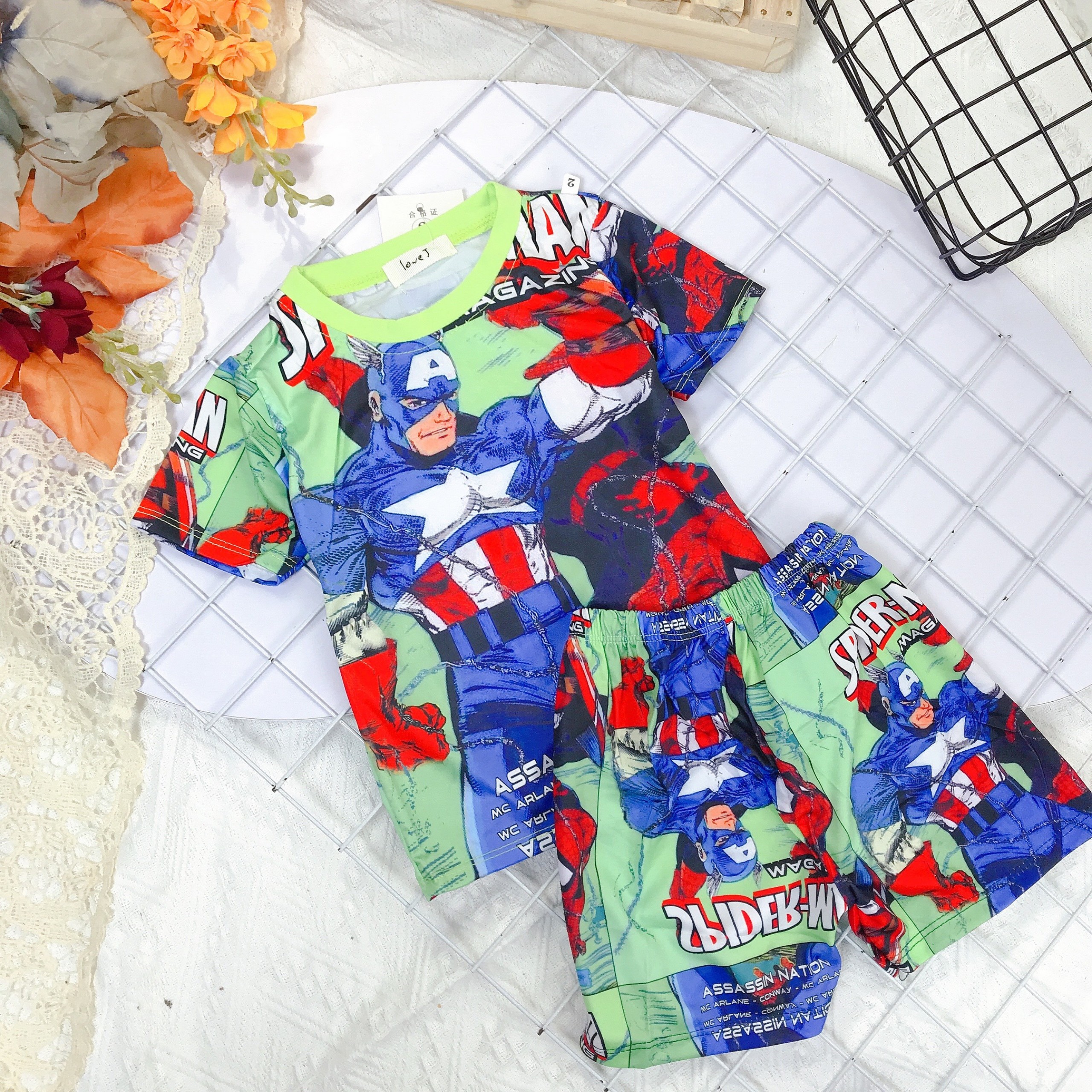 Bộ quần áo siêu nhân bé trai bộ siêu nhân nhện cho bé trai 8-18kg Củ khoai tây shop giá đặc biệt - 1