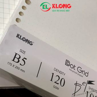 Ruột sổ còng giấy refill Dot Grid B5 100 tờ; MS: 547,  Klong còng 28 lỗ binder 120GSM