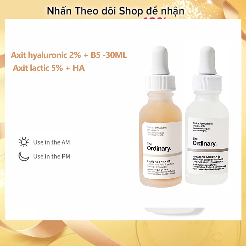 The ordinary axit hyaluronic 2% + b5 -30ml & axit lactic 5% + ha - tinh chất đổi mới da 30ml, huyết thanh cho làn da sáng và giữ ẩm