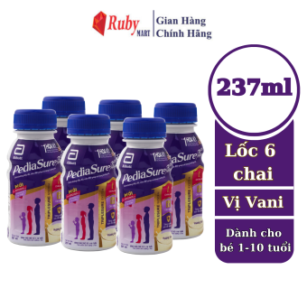 Lốc 6 chai sữa nước Pediasure Vanilla 237ml Dành cho trẻ biếng ăn từ 1 đến 10 tuổi Bổ sung dinh dưỡng Tăng cường hệ miễn Dịch Hương vị thơm ngon