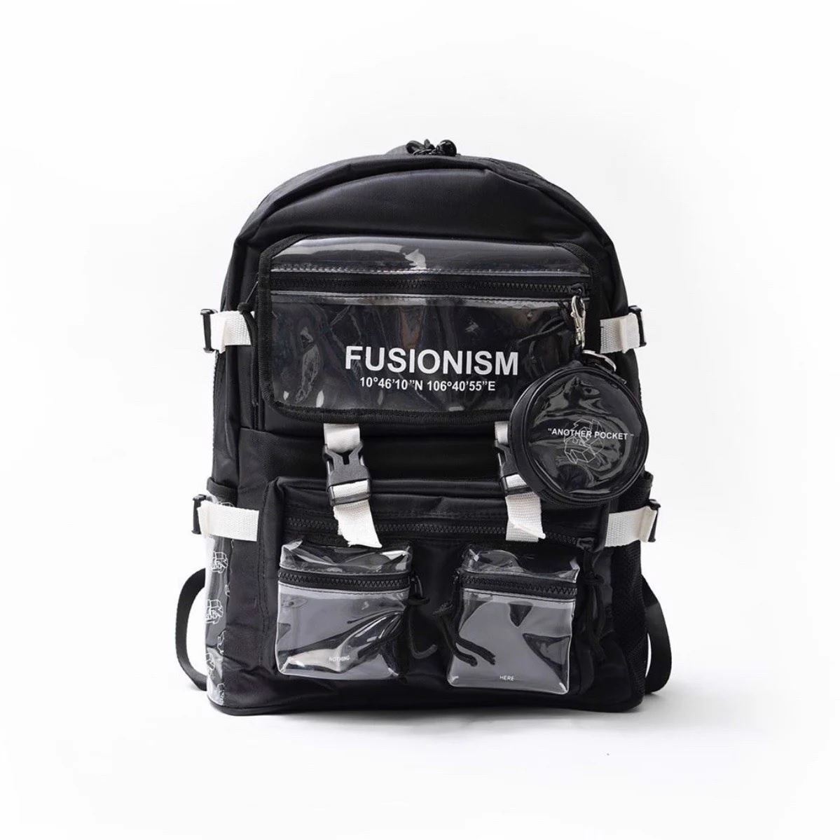 Balo Fusionism Basic chất liệu PU đựng sách vở laptop - Màu Đen - Unisex