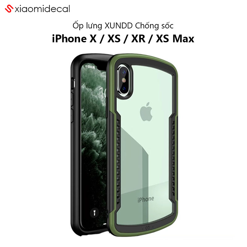 Ốp lưng XUNDD iPhone X / XS / XR / XS Max Mặt lưng trong, Chống sốc, Cạnh màu