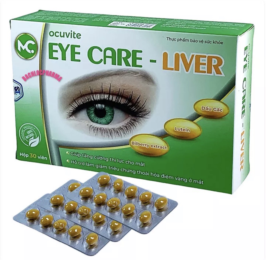 VViên Uống Sáng Mắt Chống Cận Mù Lòa OCuvite Eye Care Liver Giúp Tăng Cường Thị Lực Cho Mắt, Hỗ Trợ làm Giảm Triệu Chứng Thoái Hóa Điểm Vàng-hộp 30 viên