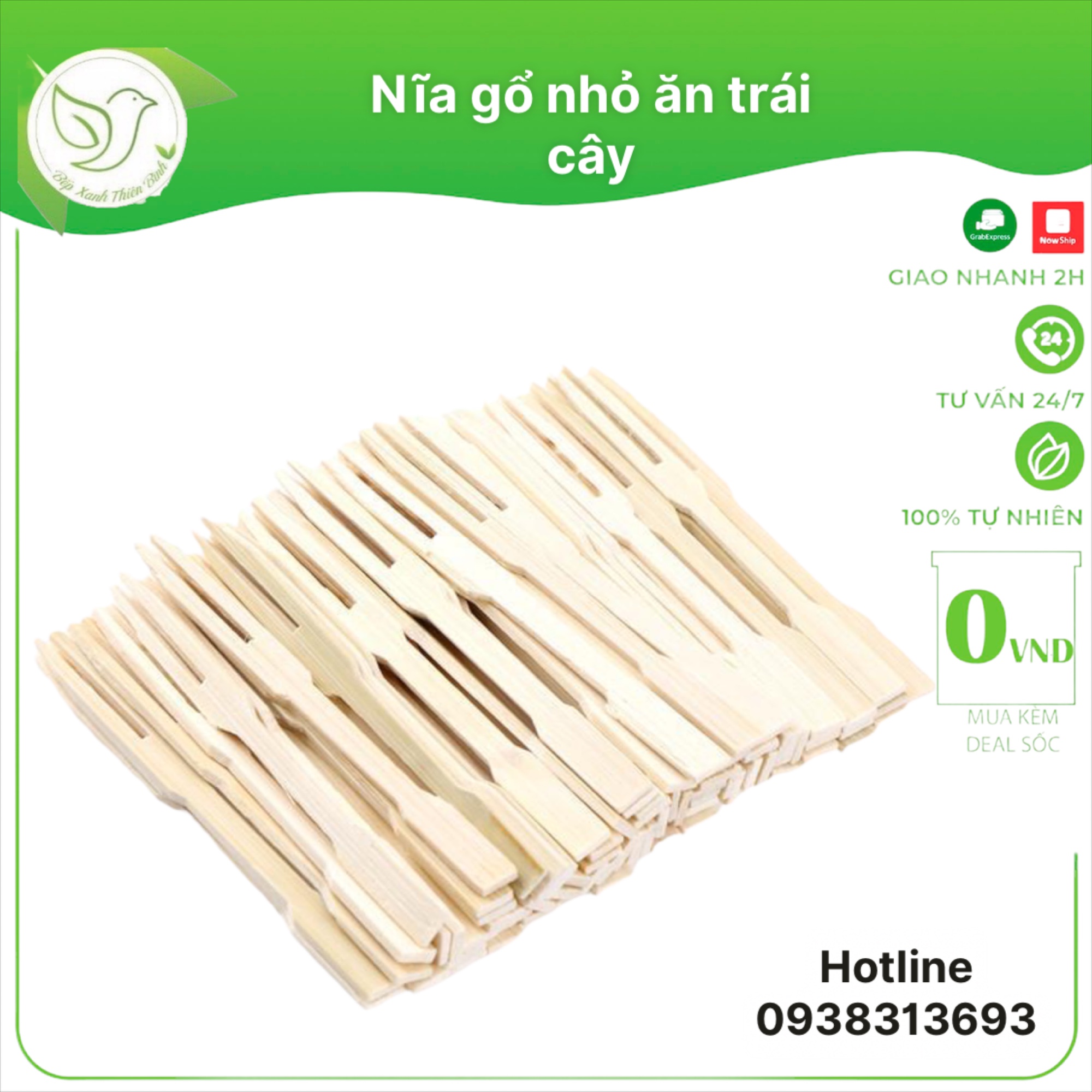 100 nĩa gỗ 9cm ăn trái cây dùng 1 lần an toàn tiện lợi - Bếp xanh thiên bình