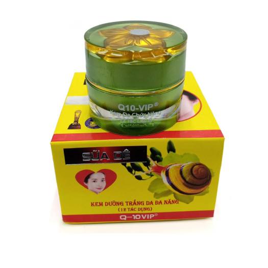 Kem dưỡng trắng da 12 tác dụng Q10 - VIP ốc sên sữa dê 40g đa chức năng