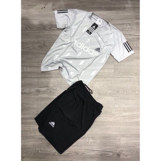 Bộ Thể Thao Nam Adidas cộc tay, bộ hè nam, bộ quần áo thể thao Adidas nam chất liệu thun lạnh mềm mịn, co giãn 4 chiều