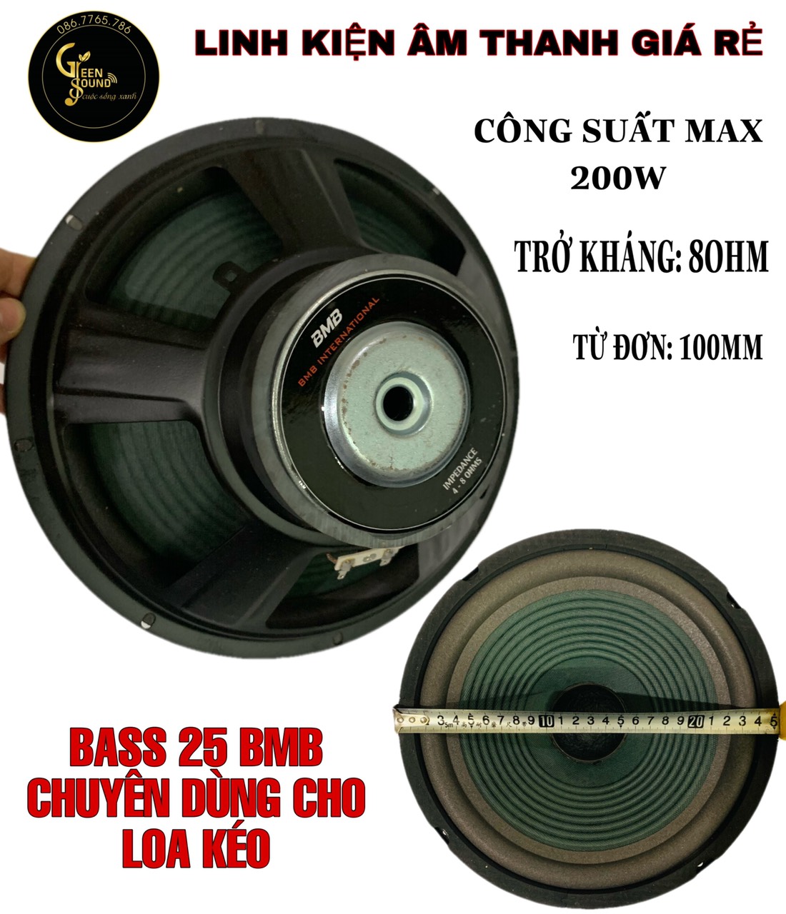 1 củ bass 25 bmb từ đơn chuyên dùng cho loa kéo - củ loa 2.5 tấc giá tương tác