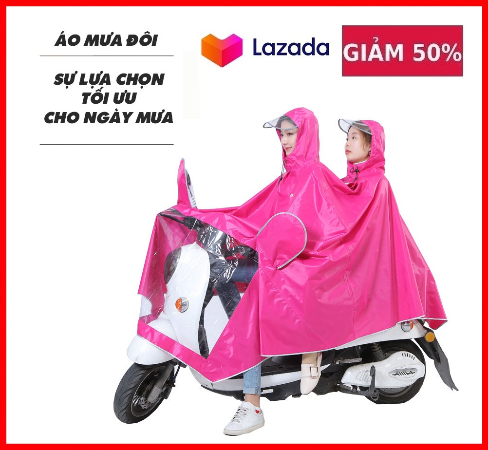Áo mưa vải dù phản quang 2 đầu siêu bền,áo mưa đôi 2 người kích thước cực lớn,áo mưa vải dù ép pvc chống rách,chống thấm nước tuyệt đối.tiện dụng.