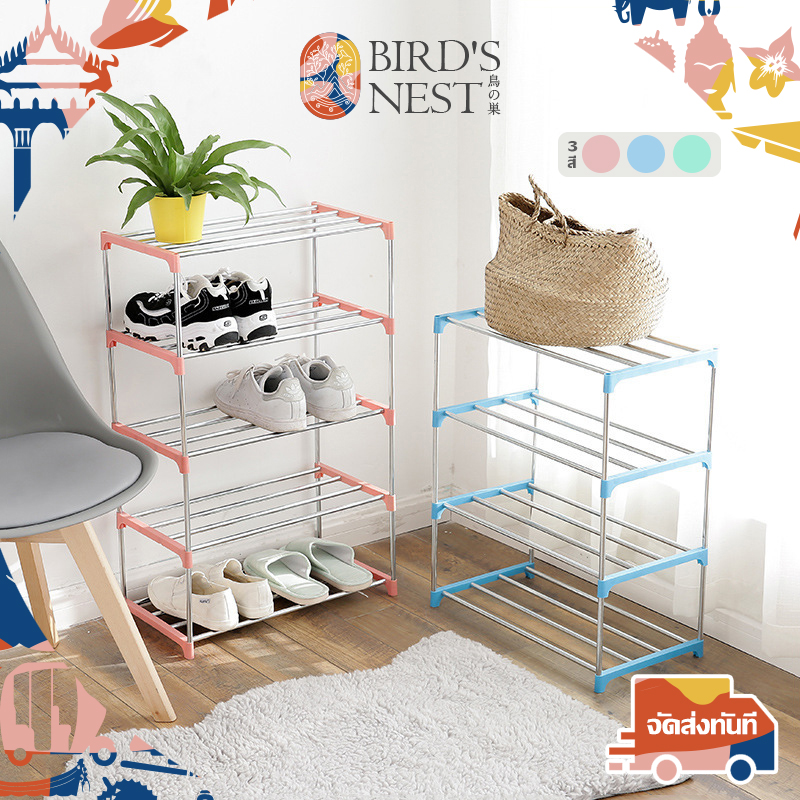 ??ส่งของไว??ชั้นวางรองเท้า อเนกประสงค์ 3/4ชั้น  DIY ที่วางรองเท้า ชั้นเก็บรองเท้า ชั้นรองเท้า 2 แบบ ชั้นวางสแตนเลส Stainless Shoe Rack