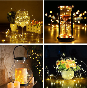 Dây Đèn Led  1m/2m Dùng Pin, Dây Led Fairylight Decor Phòng Kèm Pin Sẵn, Đủ Màu Sắc