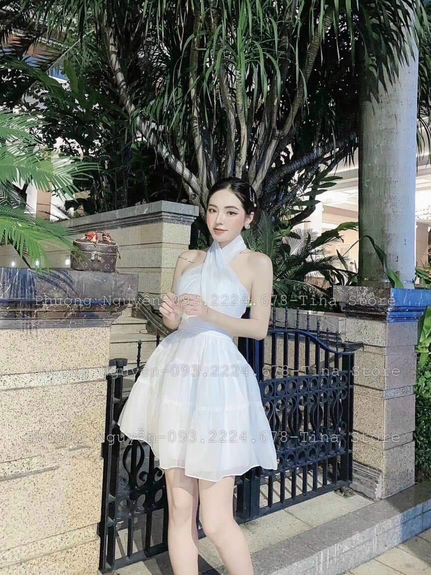 Đầm voan xòe 2 lớp cổ yêm xinh xắn fashionzero
