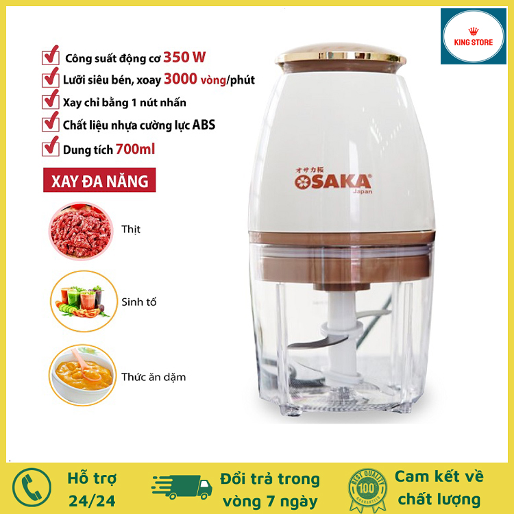 Máy xay sinh tố osaka, máy xay thịt mini, máy xay sinh tố cầm tay công suất 350w, máy xay thịt, máy xay đá, máy xay hoa quả, xay rau củ, xay đồ ăn dặm cho bé dung tích 700ml, lưỡi dao thép không gỉ, máy xay cầm tay đa năng