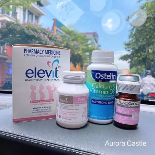 COMBO BẦU ÚC Bộ Tứ Siêu Đẳng Dành Cho Bà Bầu - ELEVIT - DHA BIOLANDS - CANXI OSTELIN - SẮT BLACKMORES DATE MỚi