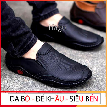 Giày mọi nam - Giày  lười nam da bò cao cấp , đế khâu 2 lớp siêu đẹp chống nước siêu bền -p1