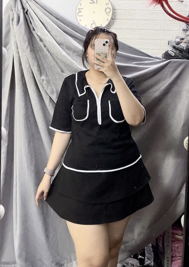 Áo thun viền khóa kéo có túi 2 bên nữ bigsize .