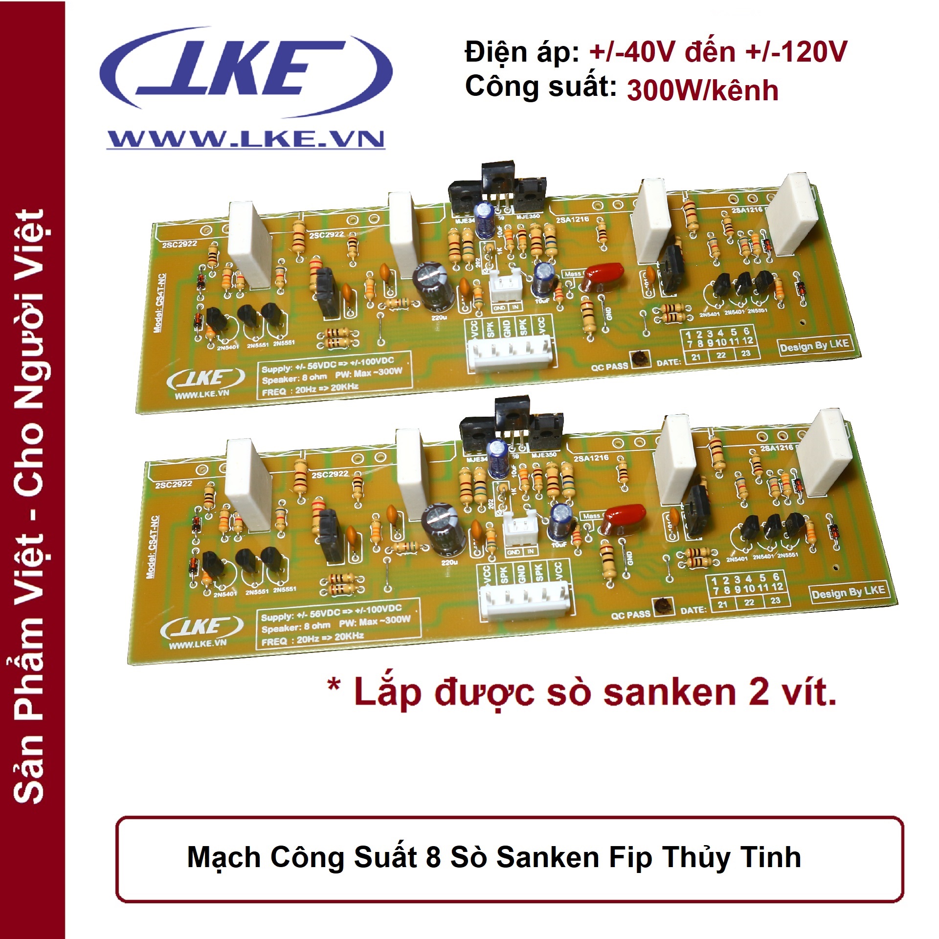 [HCM]1 Cặp mạch công suất 8 sò San-ken nhôm cánh fip thủy tinh LKE