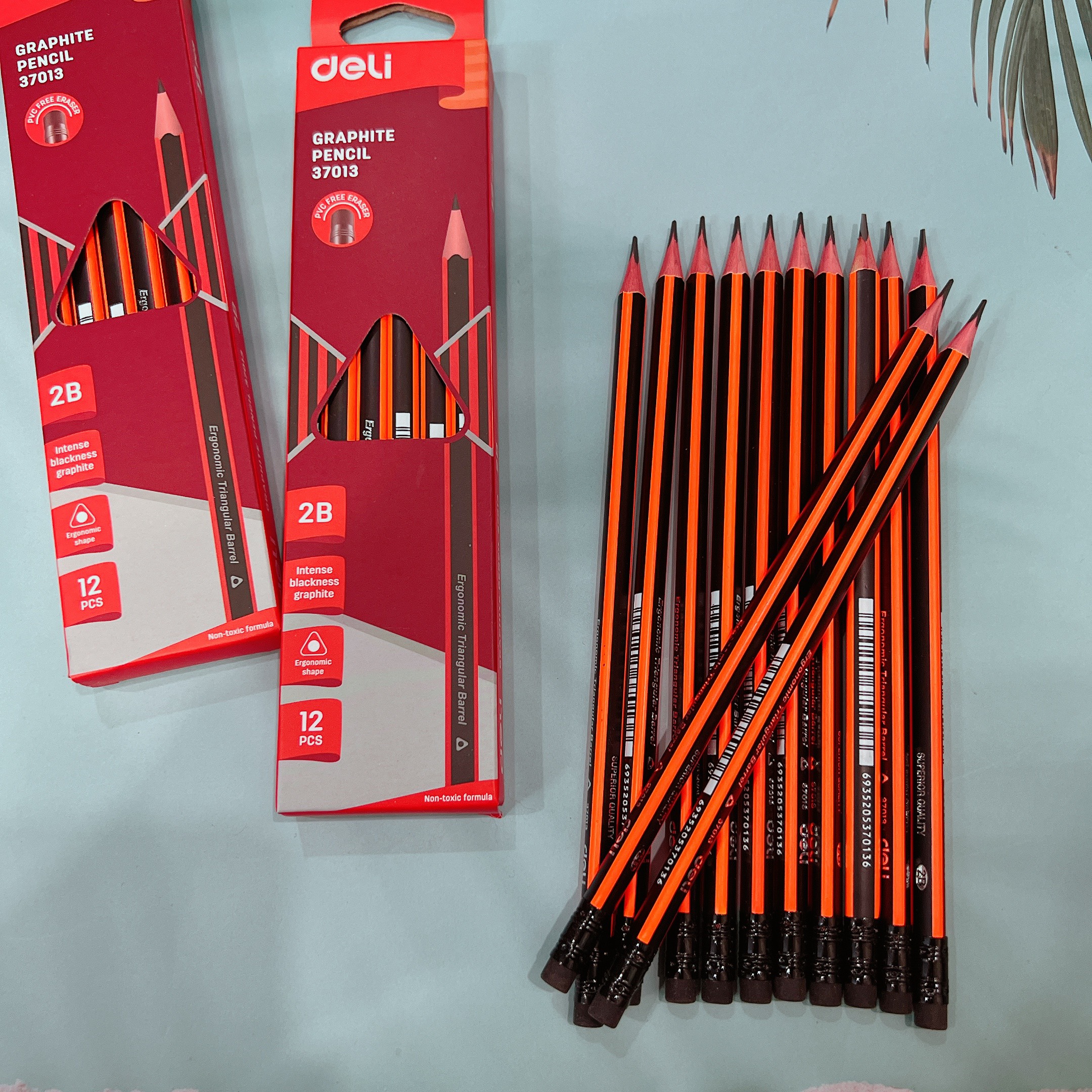 Viết chì 2b deli , nguyên hộp có gôm 37013