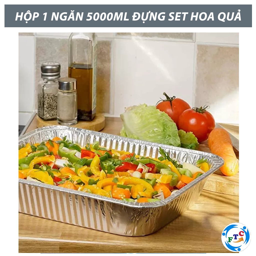 Set 10 khay nhôm cỡ lớn 1 ngăn 5000ml cao cấp, đựng thực phẩm dùng 1 lần