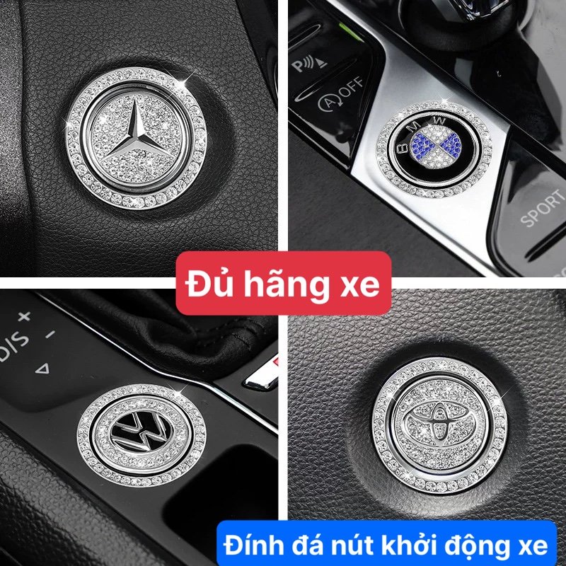 Vòng đá logo trang trí nút khởi động start stop logo hãng xe diamond ring nhiều màu sang trọng