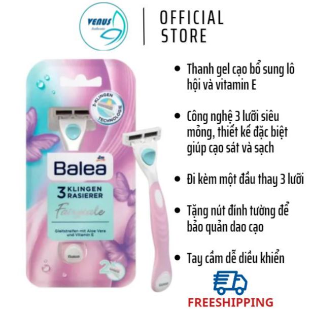 Bộ dao cạo nữ 3 lưỡi Balea Fairytale và 1 đầu thay dành cho body & Bikini, cạo sạch, siêu êm không xước da - Hàng nội địa Đức