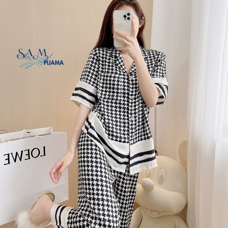 Đồ ngủ nữ pijama, bộ mặc nhà, chất liệu lụa mềm mịn, thời trang nữ, Sampijama SAM13
