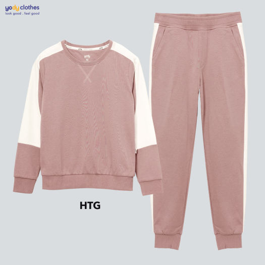 Đồ bộ nỉ nữ Thu Đông YODY mặc nhà đơn giản thanh lịch giữ ấm tốt BTN4034