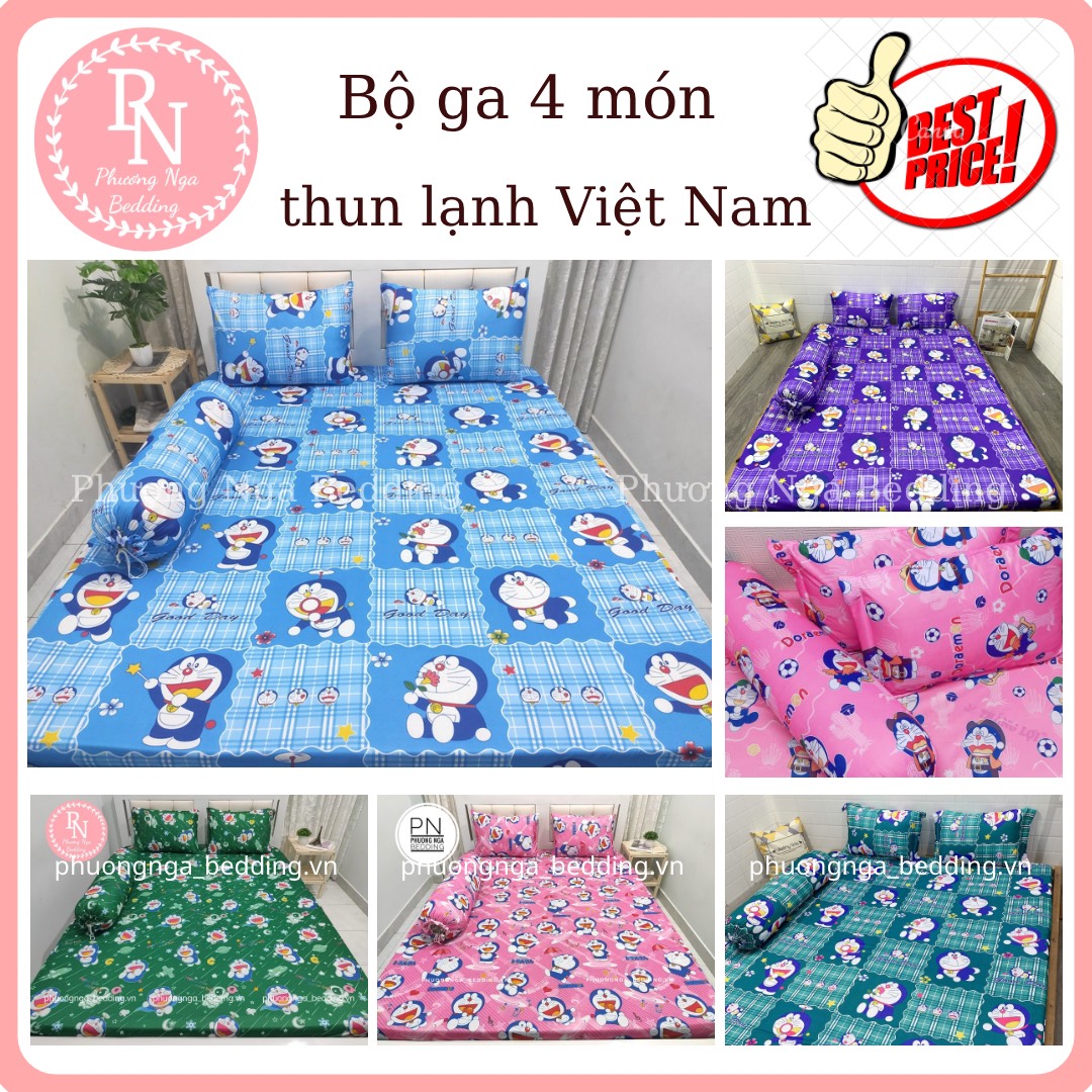 [HCM]Bộ ga 4 món thun lạnh Việt Nam mẫu Doraemon