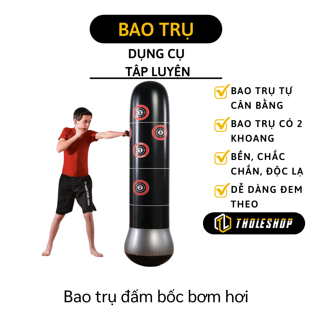 Bao trụ đấm bốc tự cân bằng - Trụ hơi boxing cao cấp2 ngăn - Bao cát đấm bốc võ thuật rèn luyện thể hình. xả stress