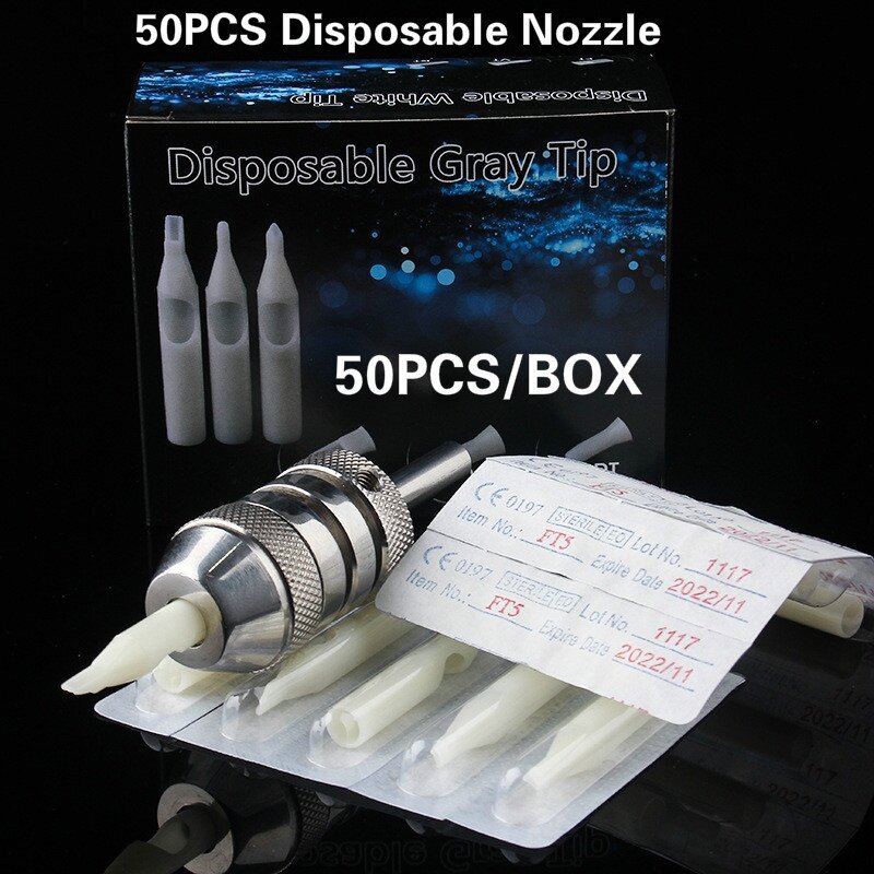 50pcs/box White Disposable Tattoo Needle Tip Is Used for Standard Tattoo Needle for Liner Shader