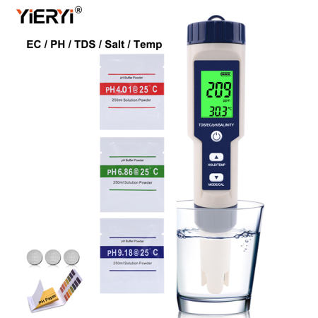 Yieryi 5-in-1 Water Quality Tester for Aquariums and Hydroponics