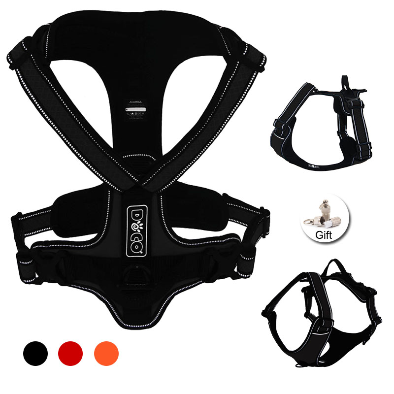 No Pull Dog Harness Outdoor Adventure Dog Vest Adjustable Pet Harness with 2 Leash Attachments and Easy Control Handle on The Back for Small Medium Large Dog