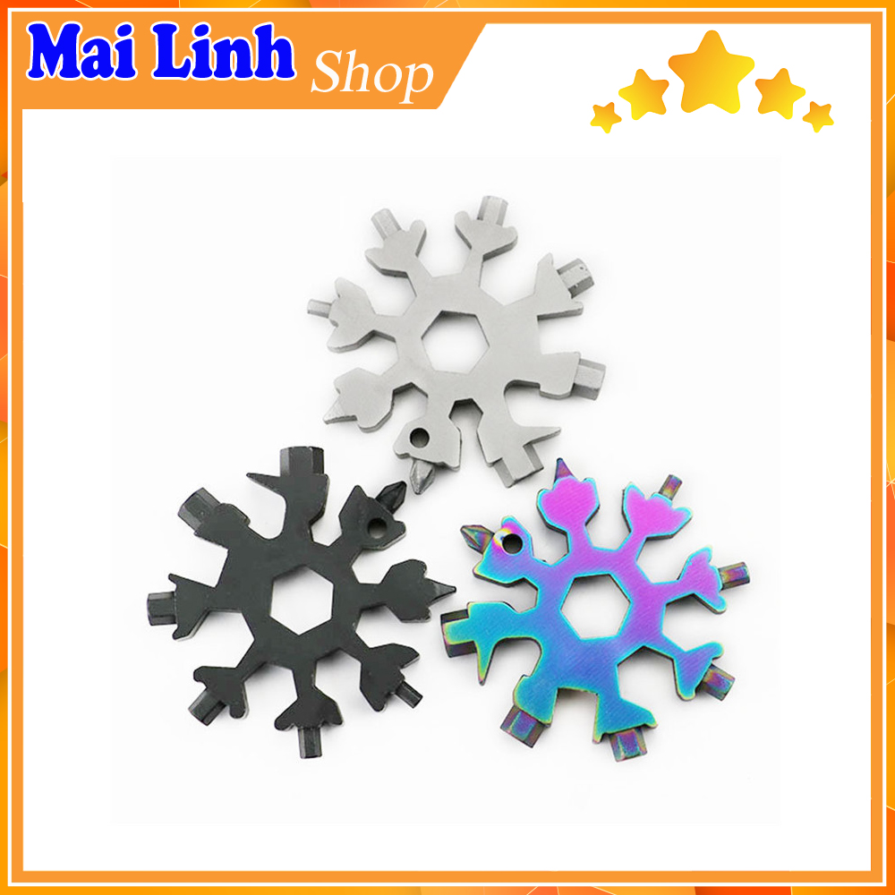 [HCM]Cờ Lê Đa Năng Hình Bông Tuyết Kết Hợp Công Cụ Móc Khóa Bông Tuyết Di Động Nhỏ Gọn
