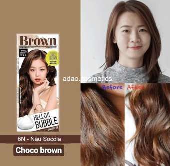 Nhuộm tóc BlackPink màu Brown (nâu sáng) / Thuốc Nhuộm Tóc Tại Nhà Dạng Bọt Mise en 6N