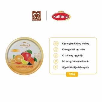Kẹo ngậm trái cây KALFANY - 10 loại vitamin trái cây - hộp thiếc 125g