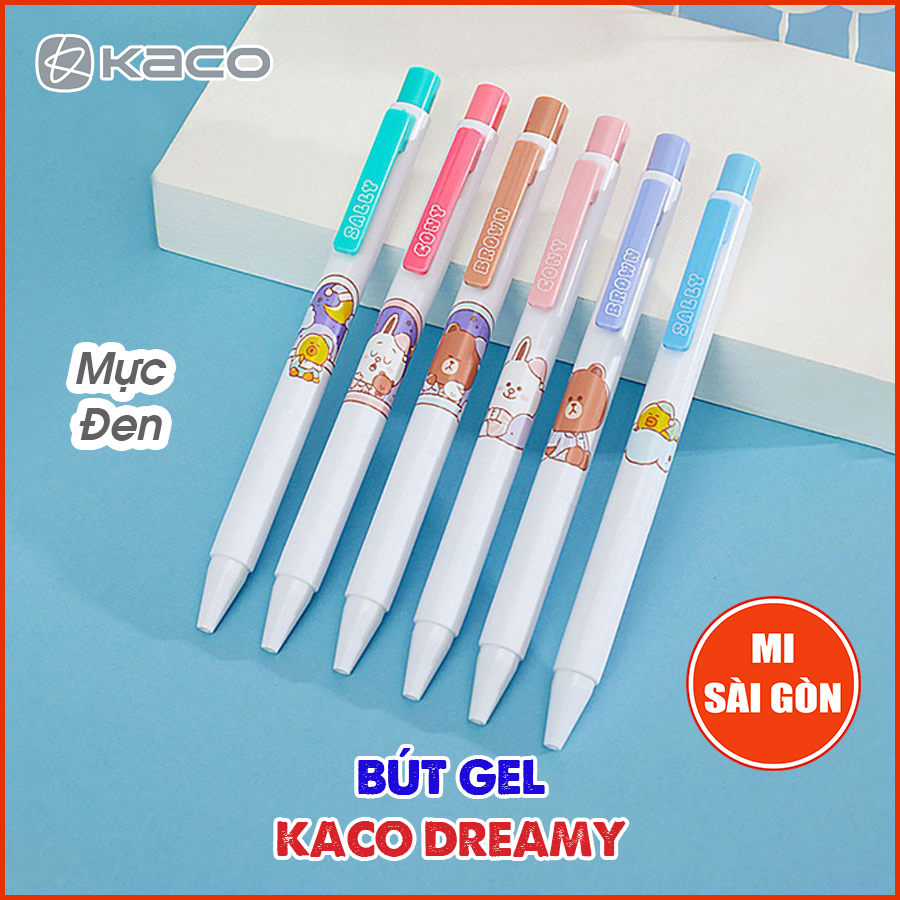 Bút bi gel mực đen kaco line friends dreamy - ngòi 0.5mm
