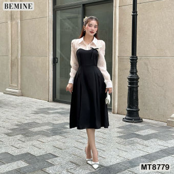 Đầm thiết kế cổ sơ mi tay dài BEMINE MT8779