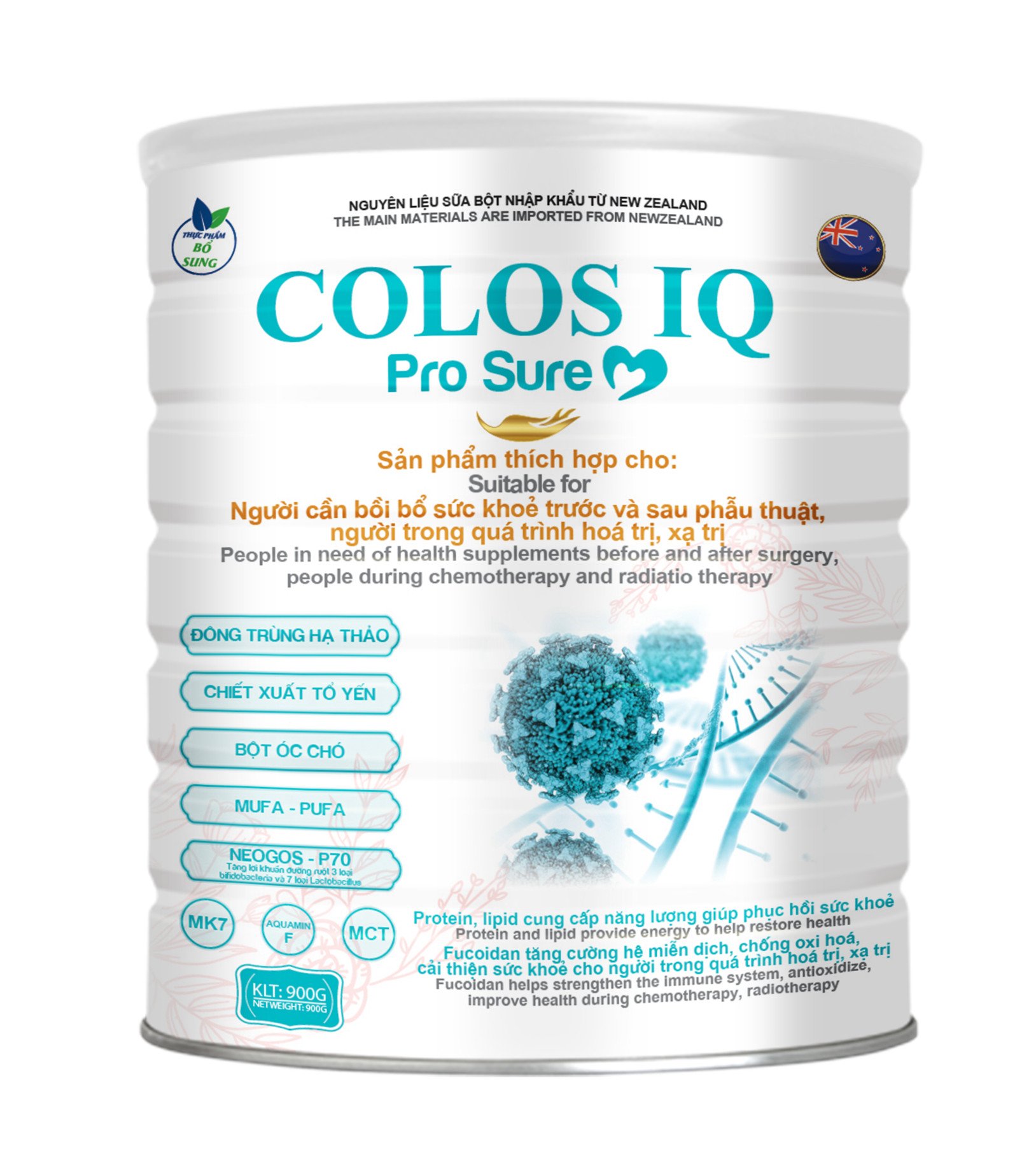 SỮA DINH DƯỠNG COLOS IQ PRO SURE 900G (Người cần bổi bổi sức khỏe trước và sau phẫu thuật, người trong quá trình hóa trị- xạ trị)